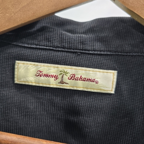 Tommy Bahama Shirt Mens XL Black Silk Short Button Up Sunday Cruiser Bowling - Picture 3 of 10